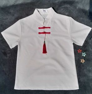 Elegant Cream Chinese-Style Top with Red Tassel ❤️