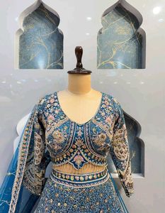 Exquisite Blue Embroidered Lehenga Choli