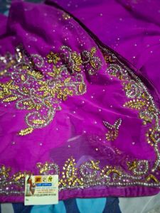 Elegant Purple Embellished Saree