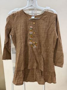 Embroidered Brown Kurta