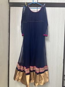 Navy & Gold Anarkali Dress