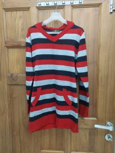 Striped V-Neck Casual Dress