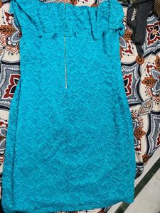 Beautiful Blue Lace Off-Shoulder Dress