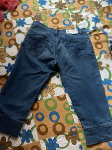Blue Denim Capris &amp; Plaid Shirt Set combo