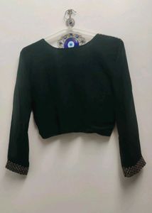 Elegant Green blouses with flayered skirt and dupp