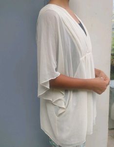 Elegant Off-White Flowy Tunic Top