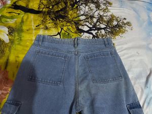 Light Wash Denim Cargo Pants