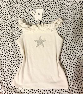 Sparkly embezzled Star off shoulder Tank Top