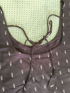 Elegant Dark Brown Anarkali Kurta with Golden Buti