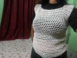 Cream Crochet Net Top