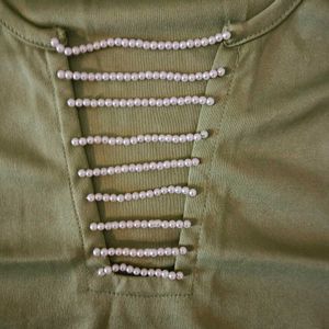 Shein Green Cutout Detail Crop Top
