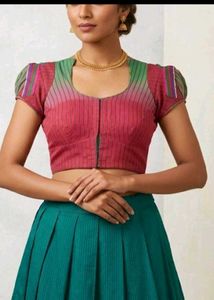 Vibrant Striped Crop Blouse with margin
