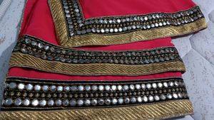 Pink And Gold Toned Sequinned Embroidered Saree