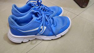 Blue Lace-Up Athletic Shoes