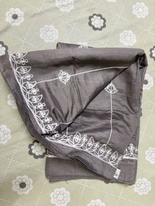 Embroidered Grey Scarf