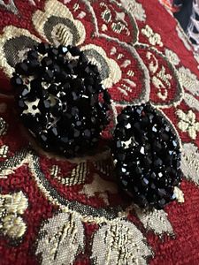 Sparkling Black Beaded Stud Earrings