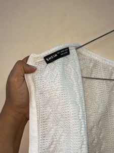 White Knit Sleeveless Cardigan