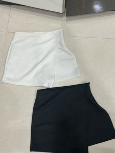 Asymmetric  Mini Skirt Set , pair of 2 ,black&w