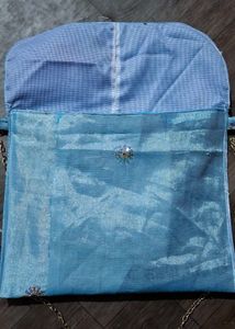 Elegant Blue Clutch Bag with Chain