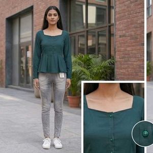 Peplum Style Square Neck Top