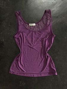 Purple Lace Trim Tank Top