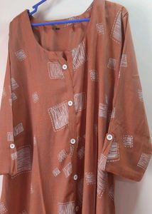 Unused Rust Chinese collar Printed Kurti