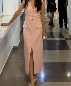 Zara Elegant Pastel Pink Sleeveless Vest Dress