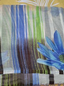 Stylish Striped and Floral Saree
