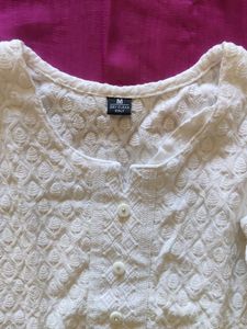 White Pure Cotton Kurta | Full Self Chicken Work |