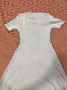 Light Blue Knit Dress with Black Stitching