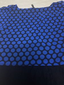 Blue &amp; Black Polka Dot Layered Top -