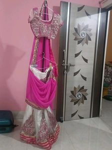 Beautiful Pink &amp; White Lehenga Choli