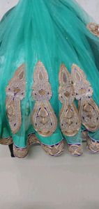 Teal & Gold Embroidered Saree