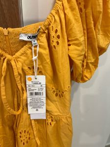 Orange Eyelet Tiered Mini Dress- similar to zara