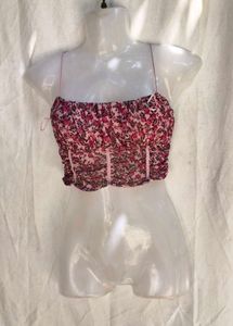 20254. Floral Mesh Corset Top