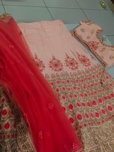 Peach Embroidered Lehenga
