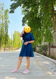 Chic Teal Button-Up Dress