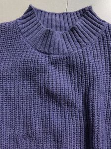 Purple Puff Sleeve Knit Sweater