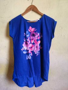 vibrant Blue Floral Print Top