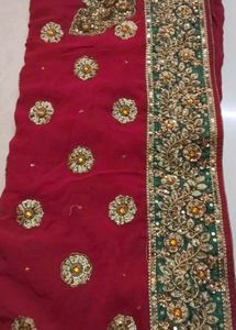 Embellished Pink Silk Saree