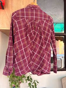 Maroon Plaid Button-Up Shirt