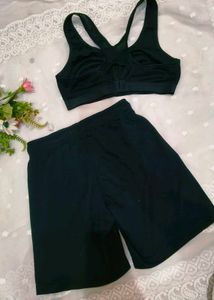 Sporty Black Bra and Shorts Set