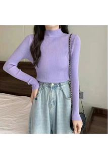 Lilac turtle neck top for women