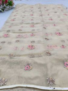 Cream And Peach Saree