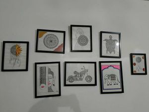 Hand-drawn mandala with frame.