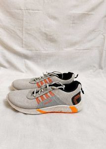 Men's Light Gray & Orange Running Shoes