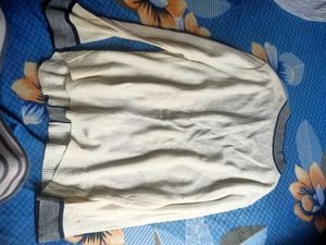 Cream Cardigan with Grey Trim