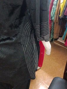 Party Wear Elegant Black Velvet Kurta Set