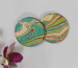 Boho Marble Print Round Coasters (Set of 2)