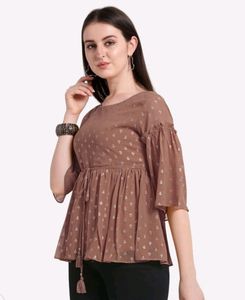 Women printed brown top